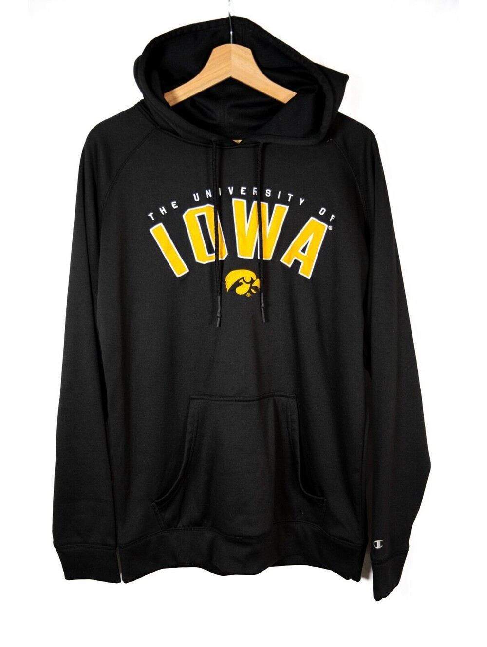 Iowa Hawkeyes Champion Campus Hoodie Sweatshirt Black Sweater Y2K - Men's M